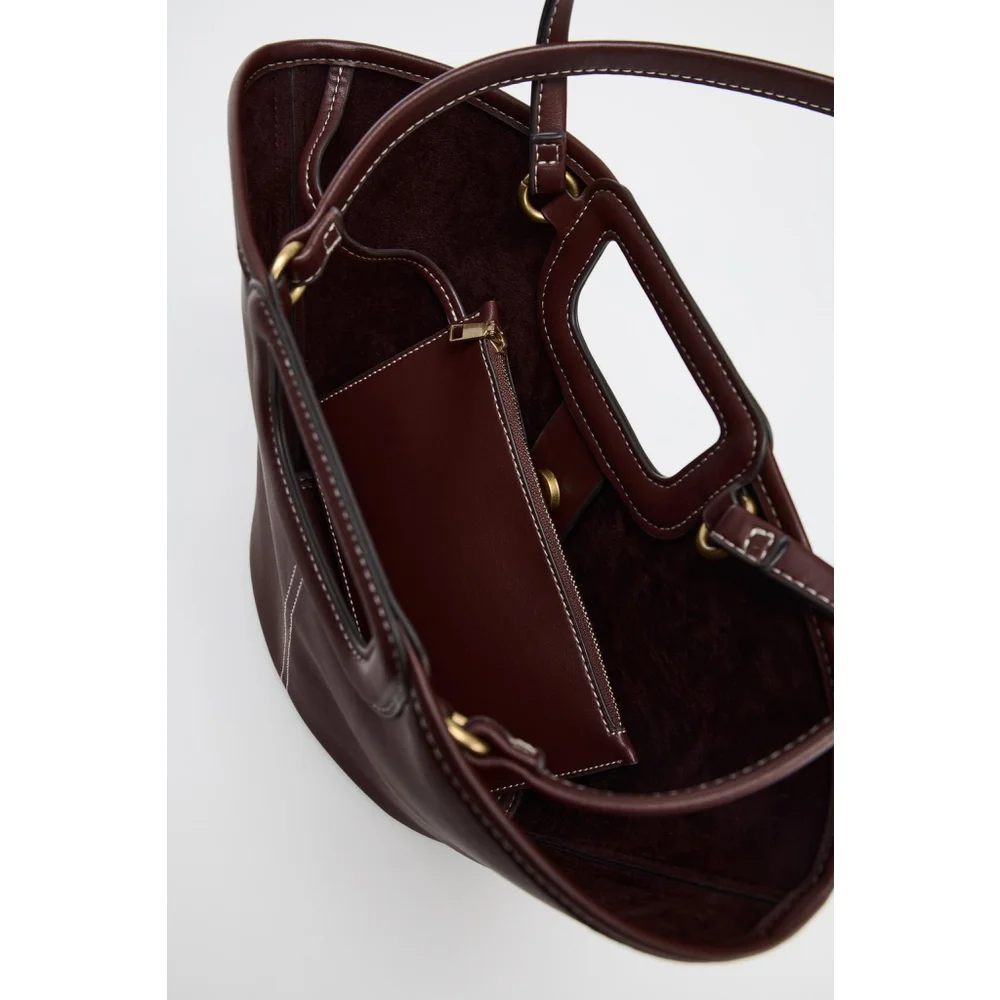 Zara Topstitched Shopper Bag - Picture 4 of 7